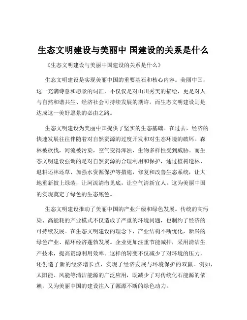 生态文明建设与美丽中 国建设的关系是什么