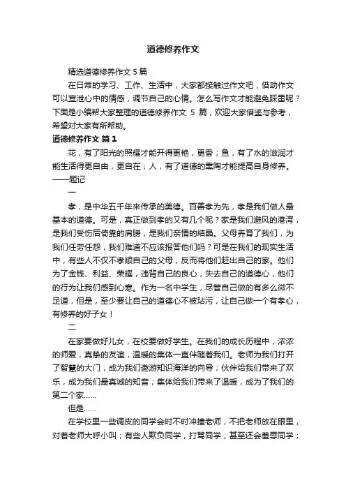 精选道德修养作文5篇