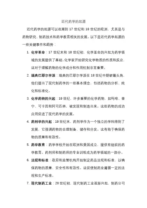 近代药学的起源