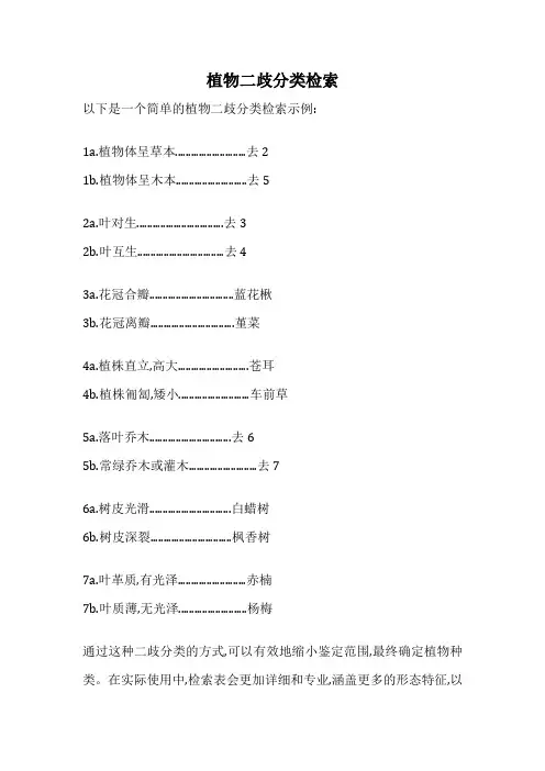 植物二歧分类检索