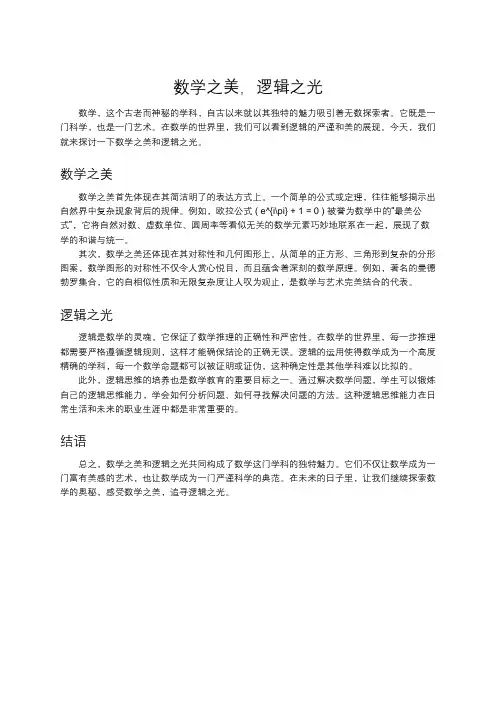 数学之美,逻辑之光
