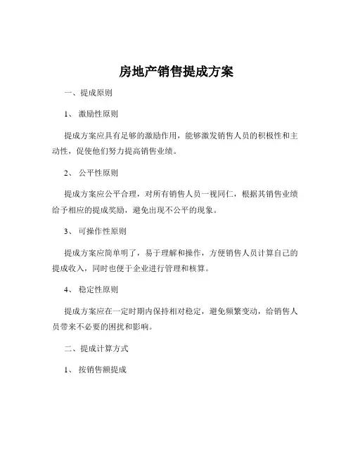 房地产销售提成方案
