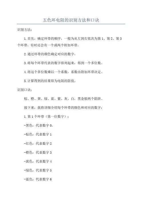 五色环电阻的识别方法和口诀