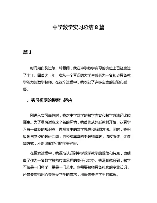 中学数学实习总结8篇
