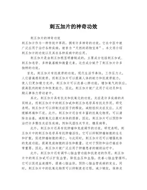 刺五加片的神奇功效