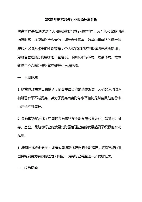 2023年财富管理行业市场环境分析