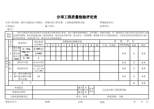 桥梁分项工程评定表