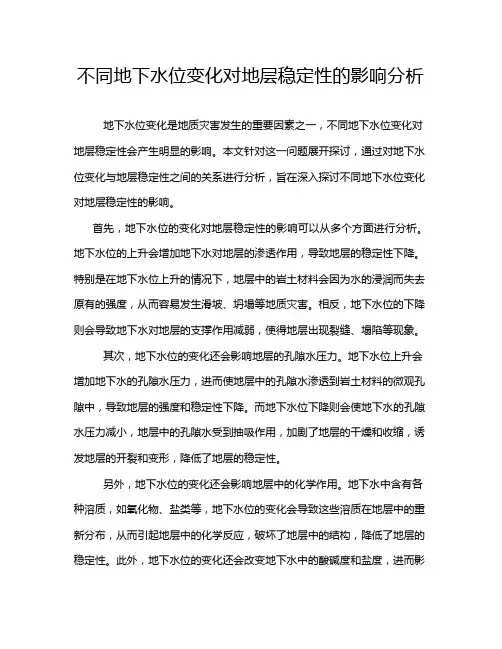 不同地下水位变化对地层稳定性的影响分析