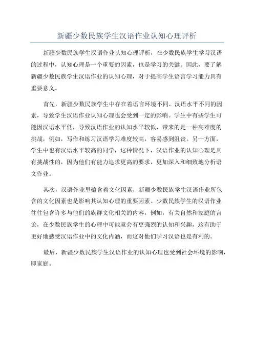 新疆少数民族学生汉语作业认知心理评析