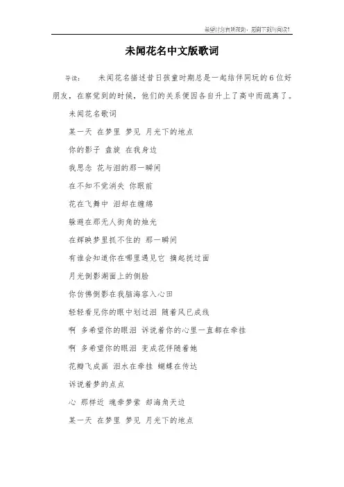 未闻花名中文版歌词