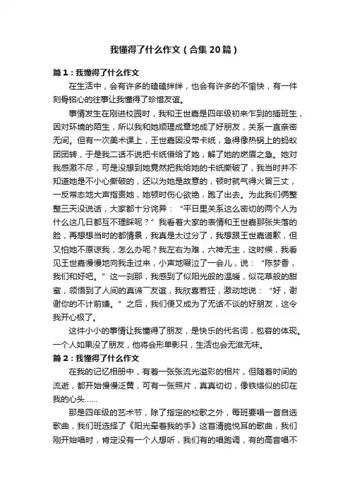 我懂得了什么作文（合集20篇）