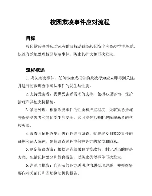校园欺凌事件应对流程