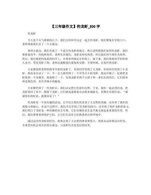 【三年级作文】钓龙虾_500字