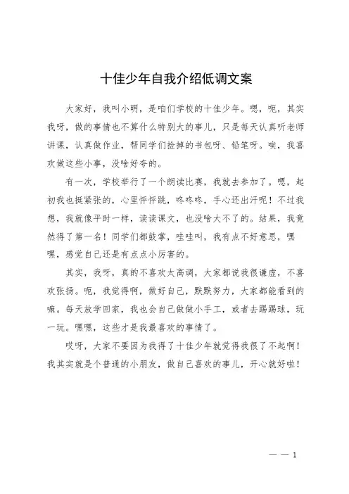 十佳少年自我介绍低调文案