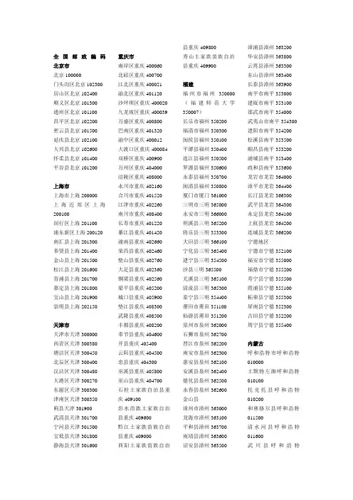 全国邮政编码