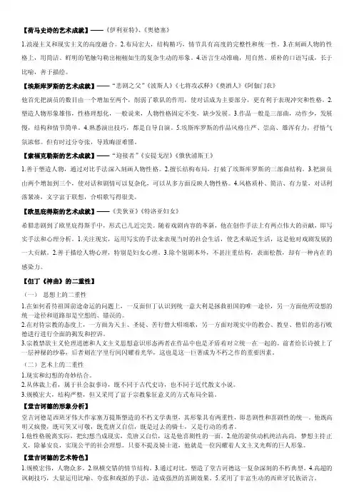 欧洲文学重点题目——高校题库经典，绝对高命中率！