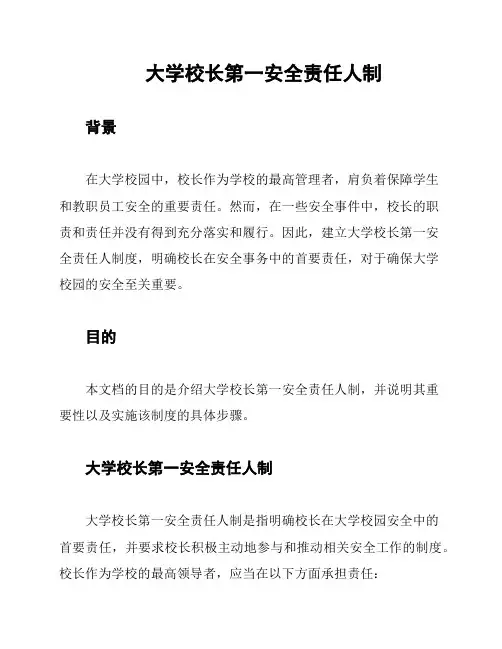 大学校长第一安全责任人制