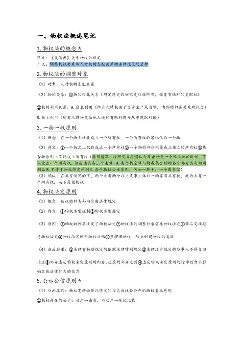 民法笔记知识点资料整理总结