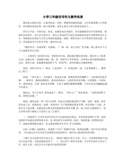 小学三年级仿写作文教学实录