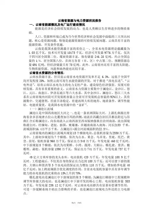 云南省能源与电力资源状况报告