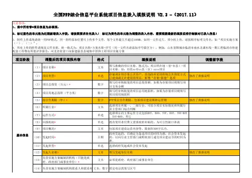 全国PPP综合信息平台系统项目信息录入填报说明V2201711