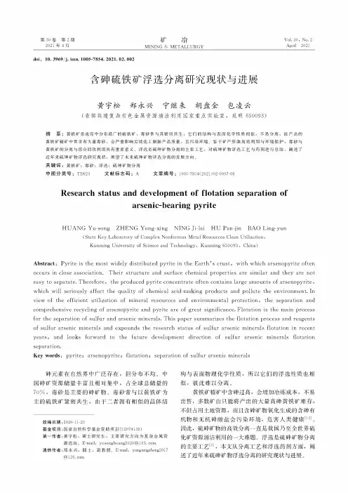 含砷硫铁矿浮选分离研究现状与进展