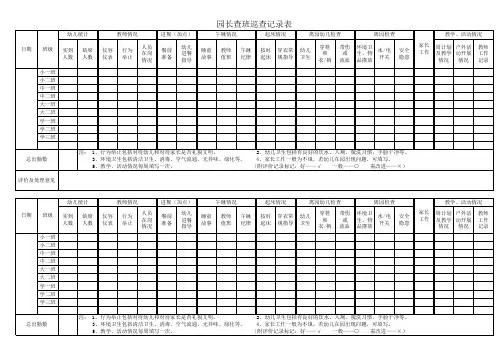 园长查班巡查记录表