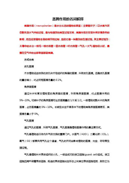 蒸腾作用的名词解释