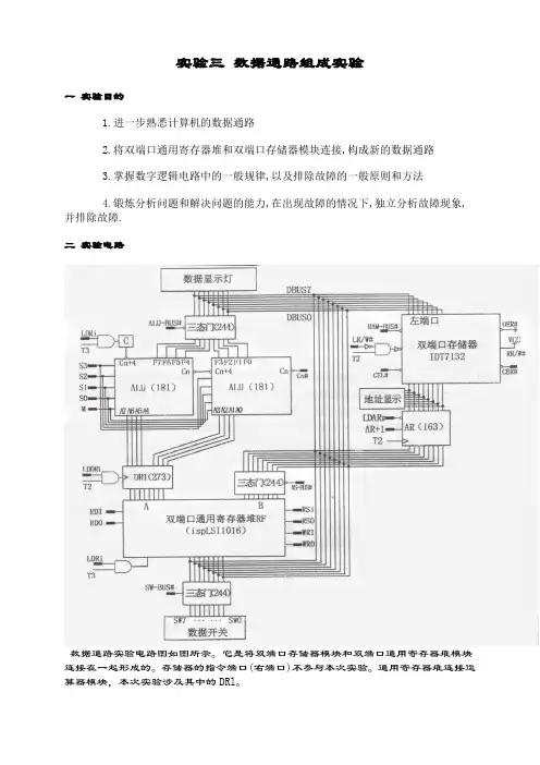 实验三数据通路组成实验