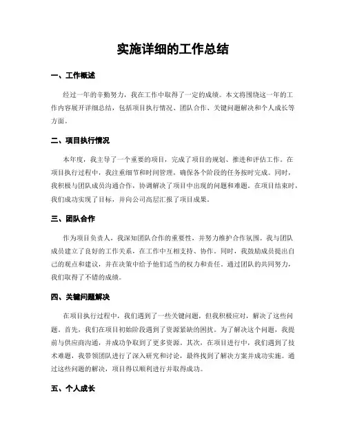 实施详细的工作总结