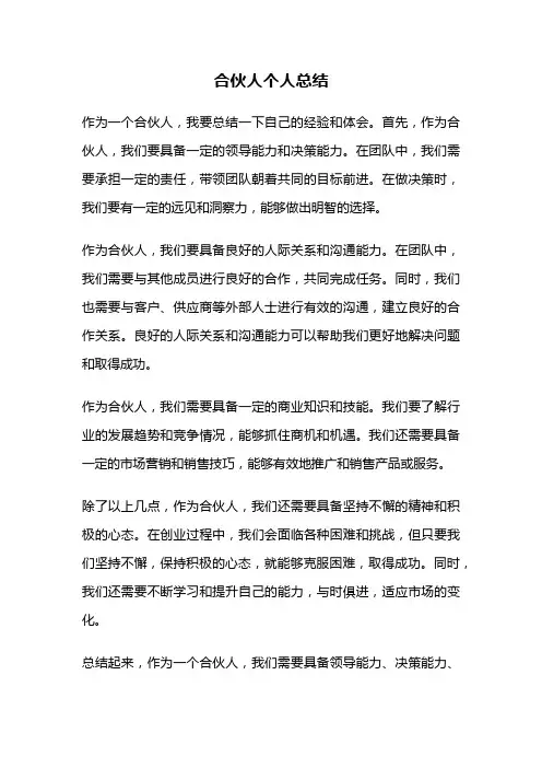 合伙人个人总结