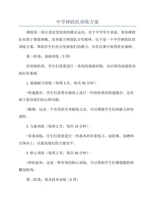 中学摔跤队训练方案