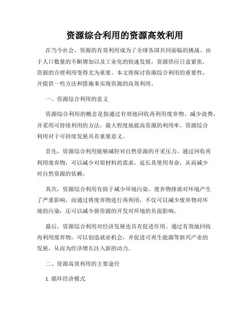 资源综合利用的资源高效利用