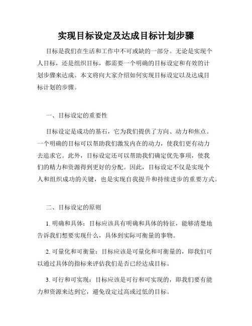 实现目标设定及达成目标计划步骤