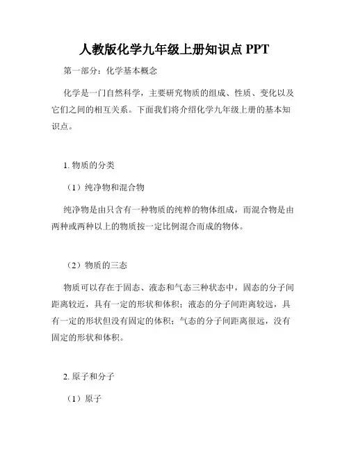 人教版化学九年级上册知识点PPT