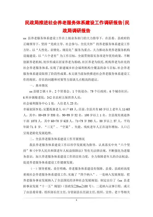 民政局推进社会养老服务体系建设工作调研报告-民政局调研报告