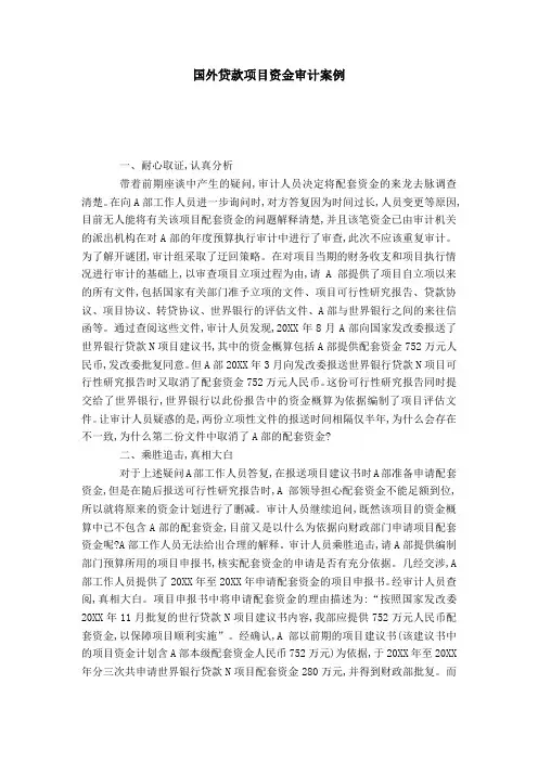 国外贷款项目资金审计案例