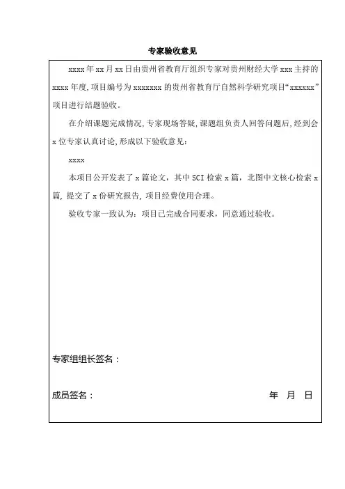 专家验收意见模板
