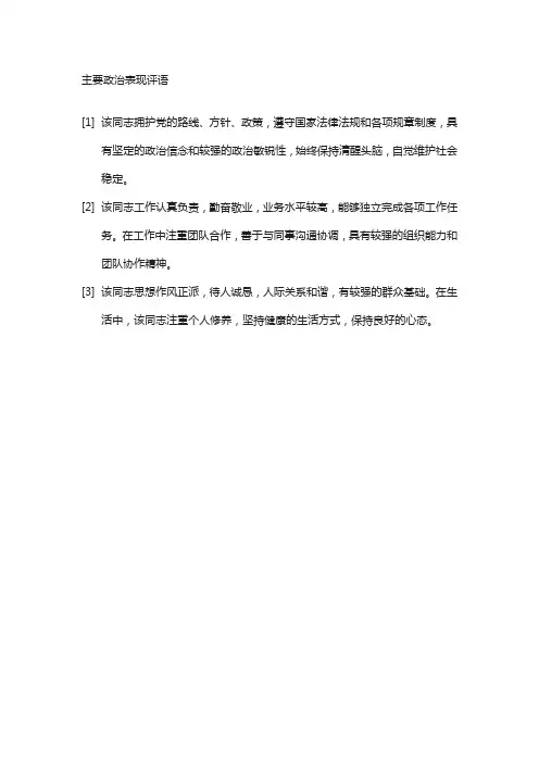 主要政治表现评语