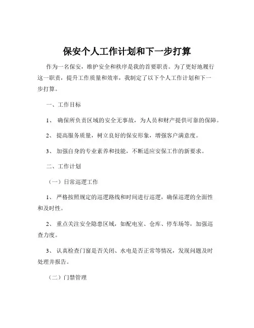 保安个人工作计划和下一步打算