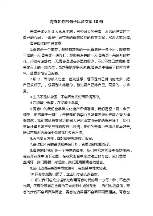 青春如你的句子抖音文案80句