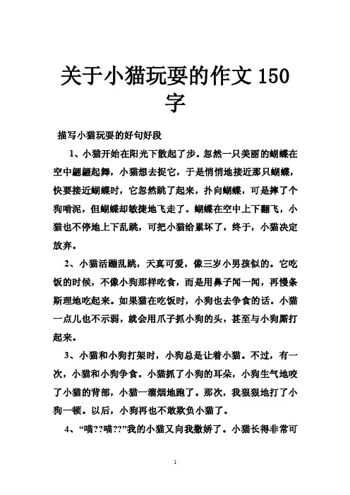 关于小猫玩耍的作文150字