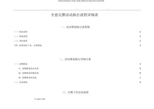 详细活动策划执行方案最完整项目策划及执行表格