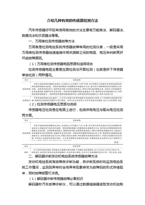 介绍几种有效的传感器检测方法