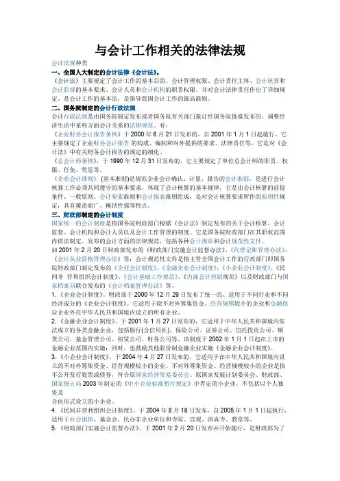 与会计工作相关的法律法规