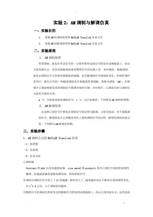 实验2：am调制及解调仿真