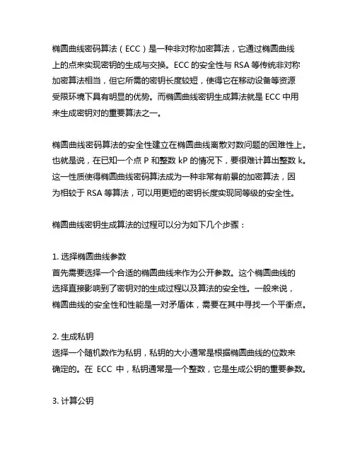 ecc256椭圆曲线密钥生成算法