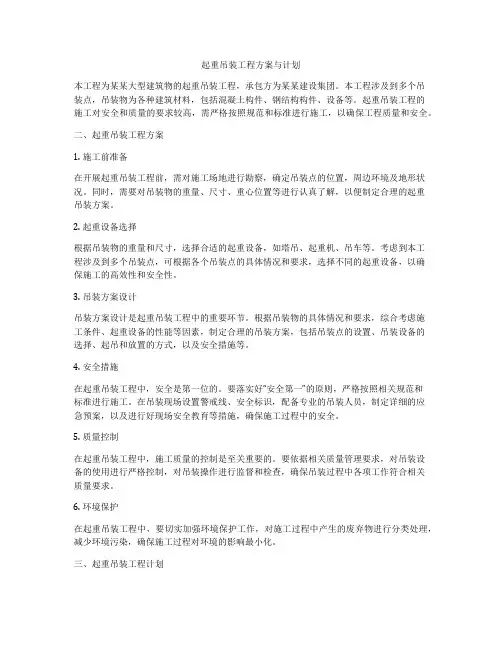起重吊装工程方案与计划