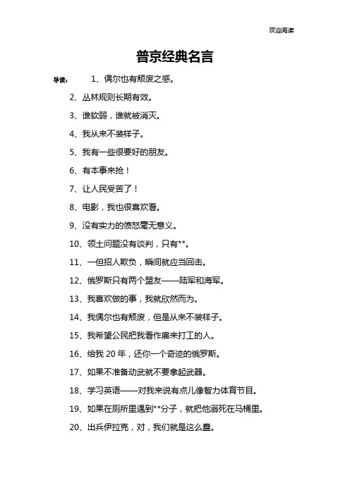 普京经典名言
