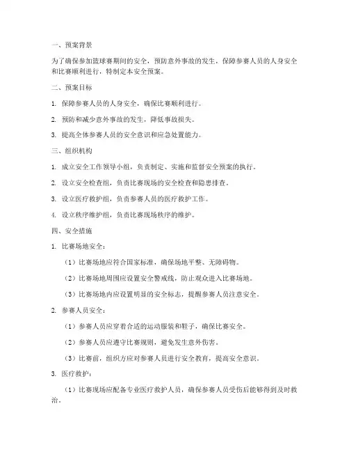 参加篮球赛安全预案